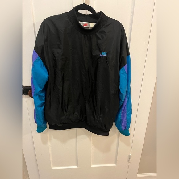 Vintage 1990s Nike Logo Windbreaker Pullover Crewneck Size Large - Picture 1 of 11